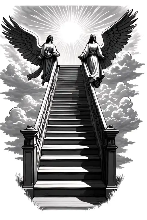 Stairway To Heaven Walking Up Stairs Angels Sun Rays Clouds Heaven Gate At The Top Of The Stairs