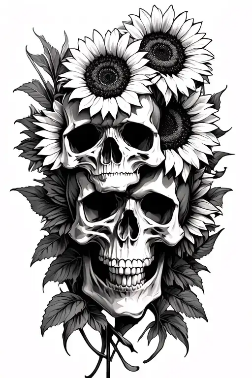 Skulls And Sunflowers Wrapped