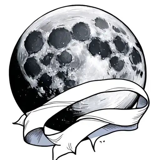 A Full Moon With A White Ribbon Wrapped Around It