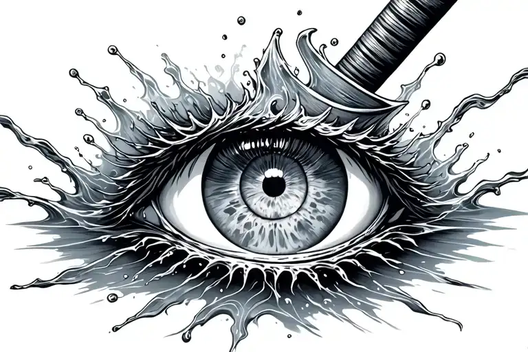 Sword Piercing Water With An Eye Under The Water Darken Everything