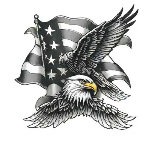 American Flag With Eagle And Chevy Chevelle