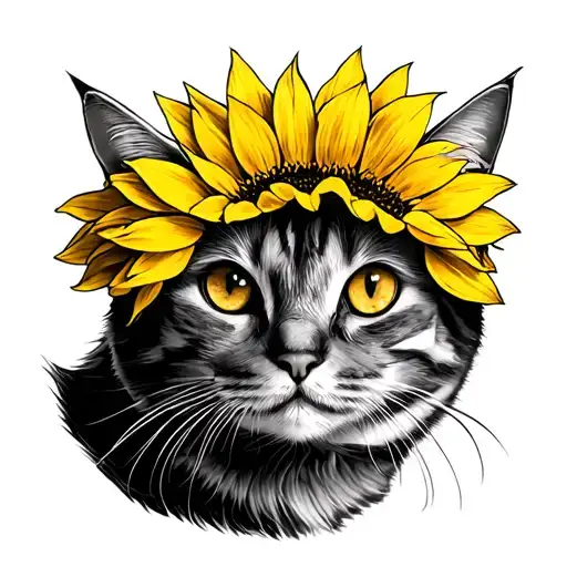 Orange Tabby With Sunflower Crown Made