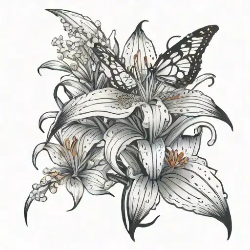 Spider Lily Flower With Butterfly