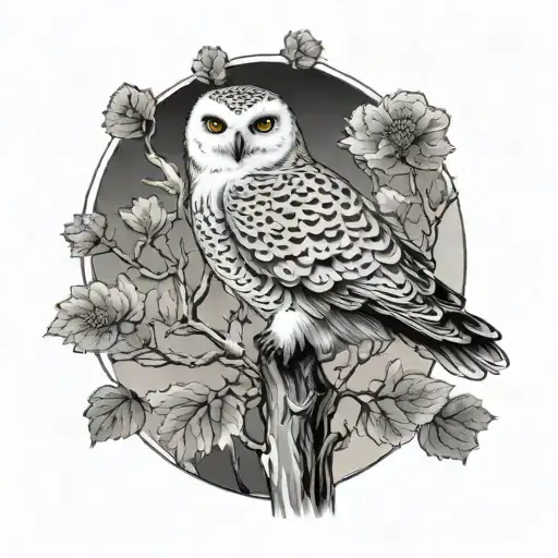 Snowy Owl Perched Atop Poplar Tree