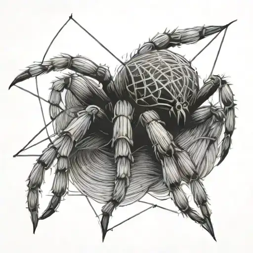 The Spider Holds Knitting Needles And A Skein Of Thread In Its Paws