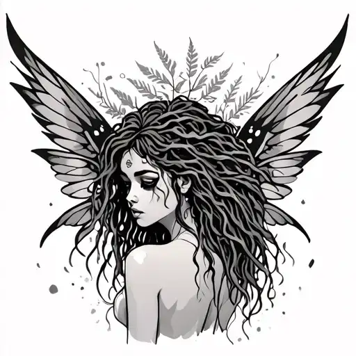 Back Woman Fairy Weed Wings Dreadloc