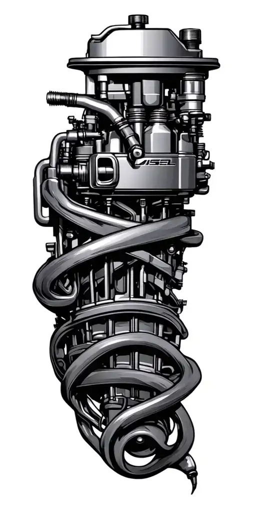 Diesel Motor Engine Intertwined