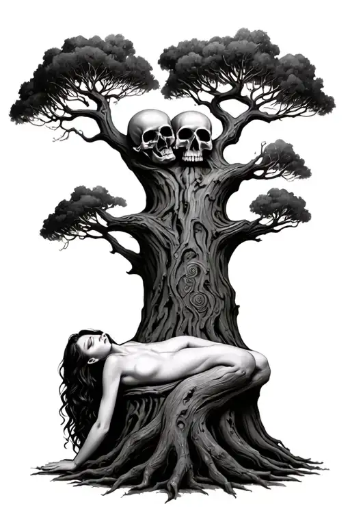 Ahuahuete Tree In His Trunk The Sleeping Woman And The Poop In Skulls