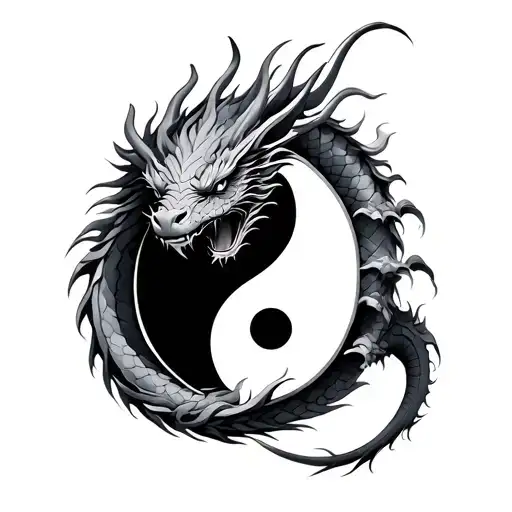 Dragon Ying And Yang Symbol
