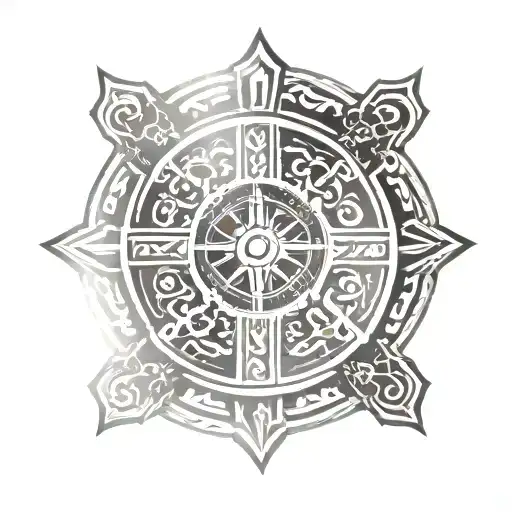 Aztec Calendar With A Cross