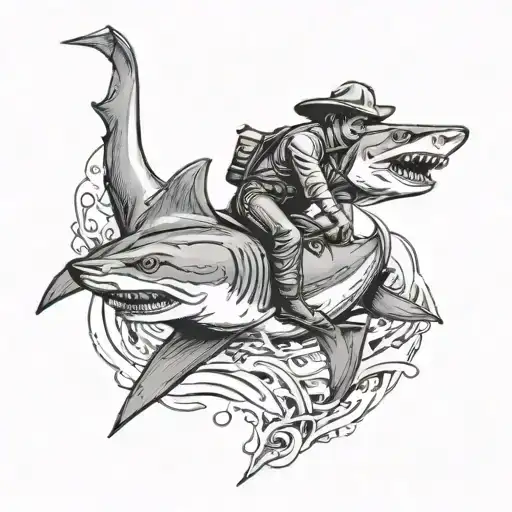 Cowboy Riding A Shark
