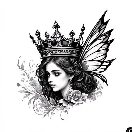 Arm Tattoo Singnifying Crown In A Flowy Fairy Like Way