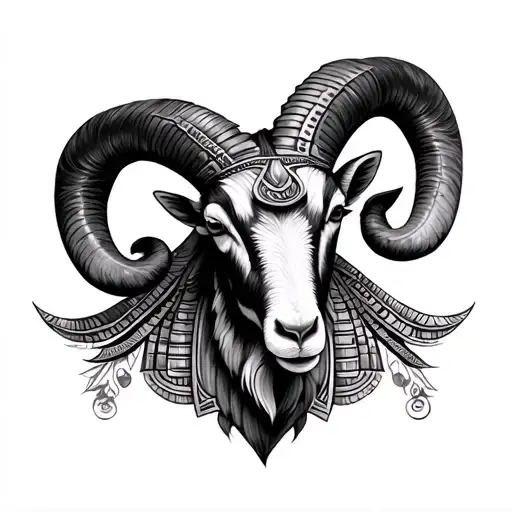 Aries Goat Egyptian Scale Unalome