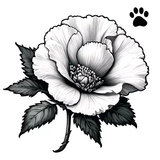 Carnation Flower With A Little Paw Print