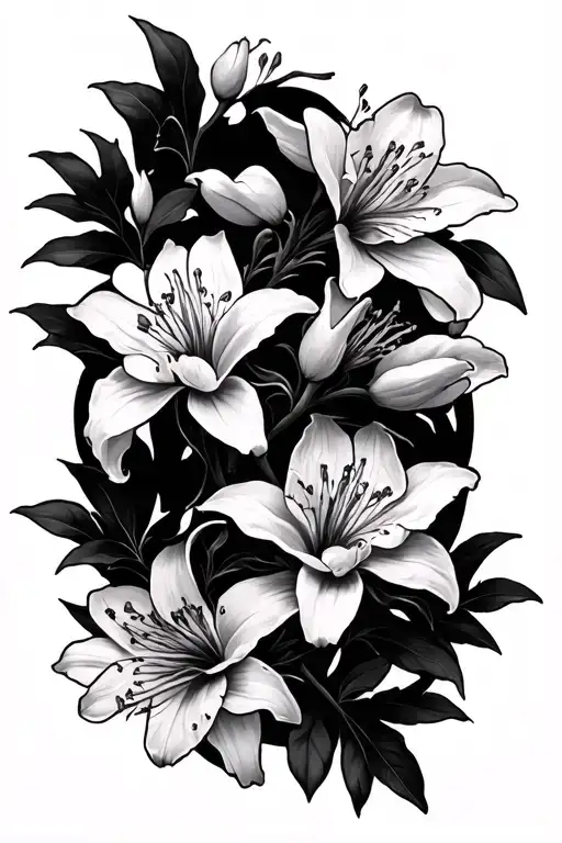 Cherry Blossom Branches And Spider Lilies