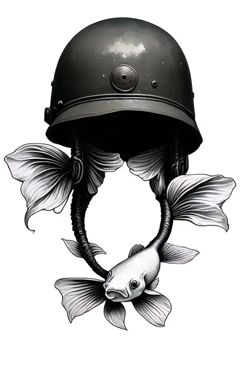 Goldfish And Army Helmet