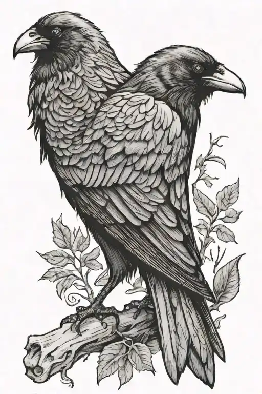 Crow Standing Proudly Leaves