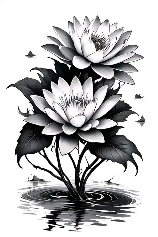 Water Lilly Flower With Vines
