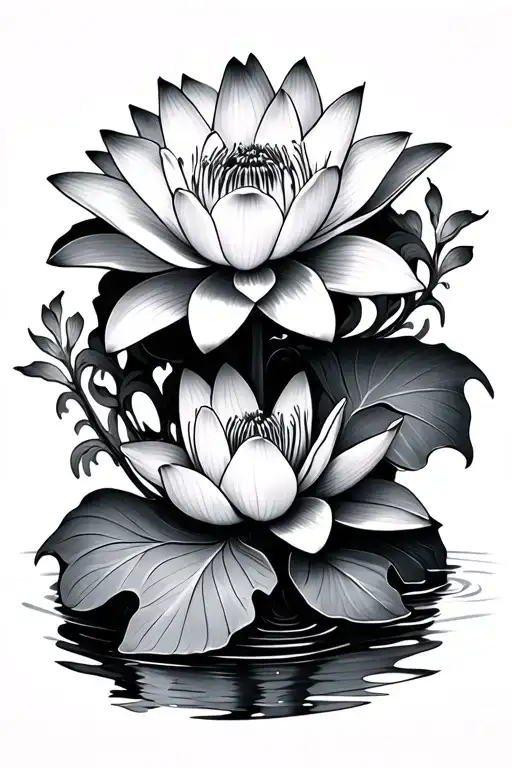 Water Lilly Flower With Vines Wrapped