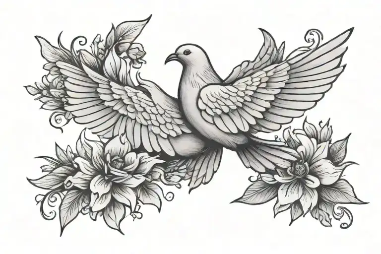 Dove Carrying Flower