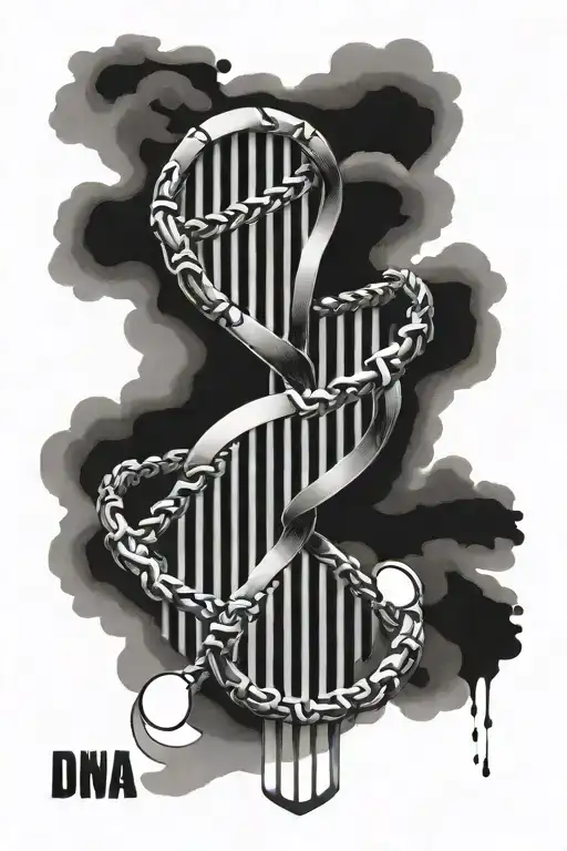 Two Different Dna Chain With Hand Of Father On The Other And Hand Of Daughter On The Other