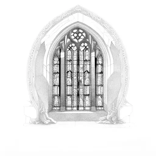 Stained Glass Cathedral Windows Gothic Stonework