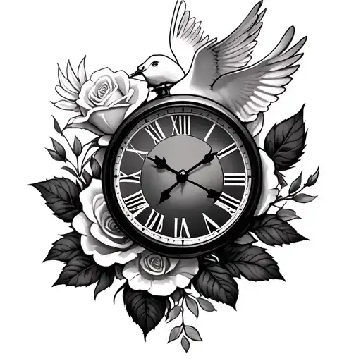 Rose And Dove Clock