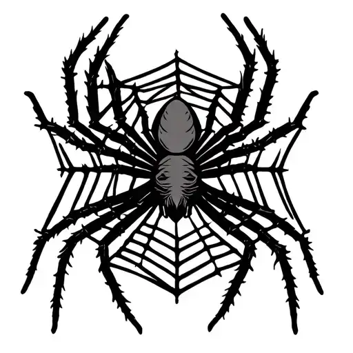 Stencil Outline Tattoo Of Spider Weaving A Web