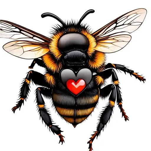 Front Facing Honey Bee With Heart On Chest