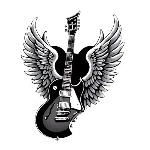 Guitar Wings Tattoo Half Sleve Tattoo Plectrum Date Music Notes
