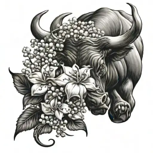 Mean Bull And Lily Of The Valley Flowers