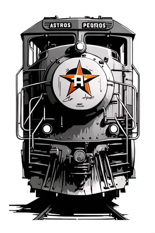 Train Engine With Astros On The Side In Spray Paint Graffiti