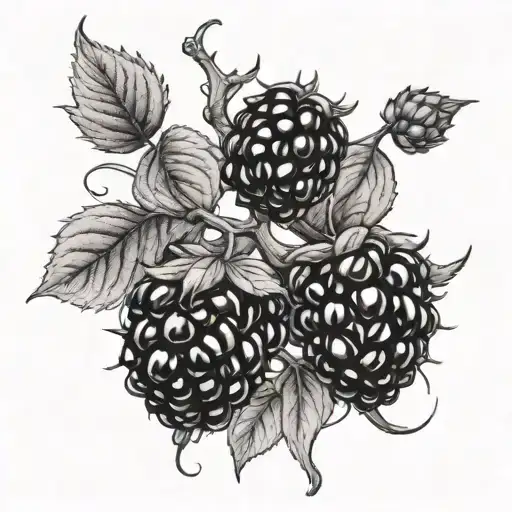 Blackberry Vine Dark Shading Dark Linework