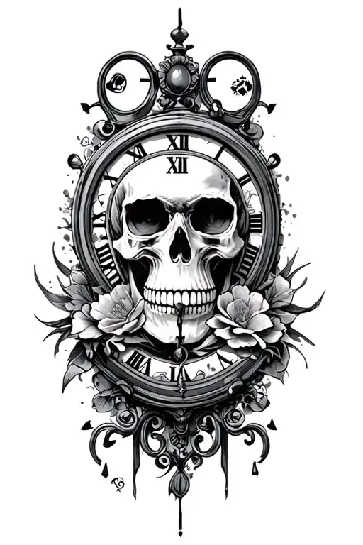 Skull And Clock Face