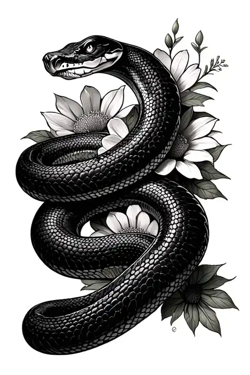 A Snake On A Bed Of Flowers And On The Snakes Body Its Says Type One Diabetes Long Ways On The Snake