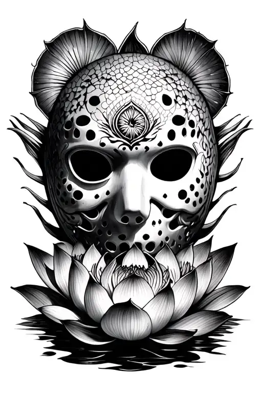 Friday The 13Th Mask Lotus Flower Coy Fish