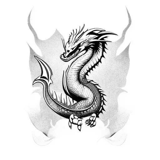 Fierce Dragon With Swan Head