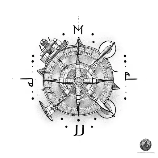 Neptune And Fishing Boat And Compass