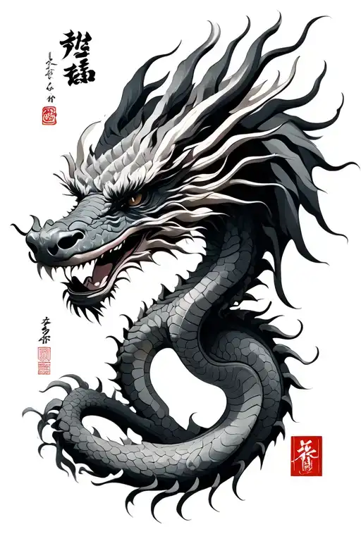 Dragon With Chinese Letters
