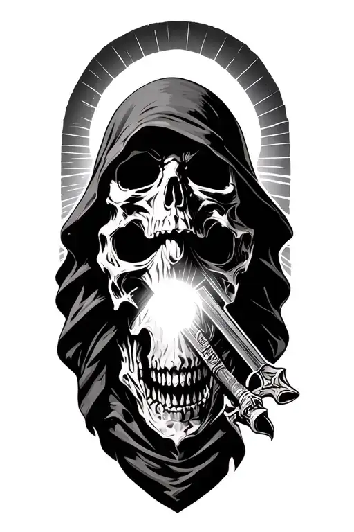 Grim Reaper With Sun Glare Behind