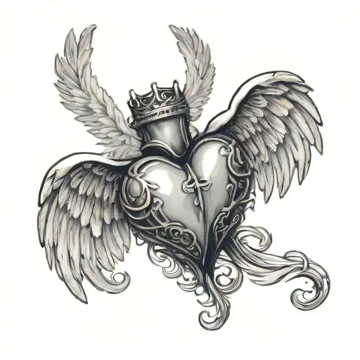 A Human Heart Made Or Armor With A Angel Wings Spread Open