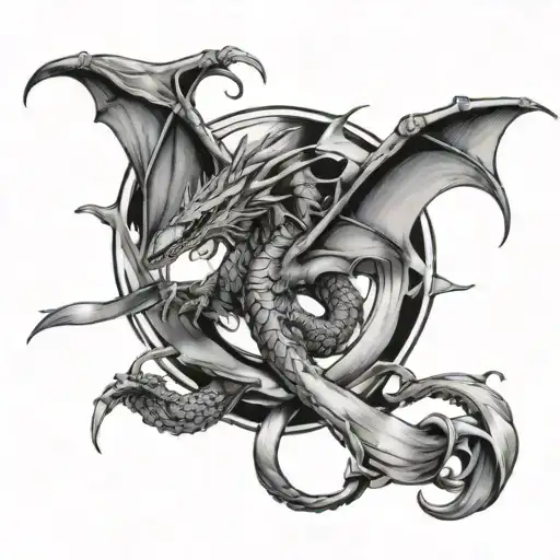 A Dragon Flying A Cancer Ribbon