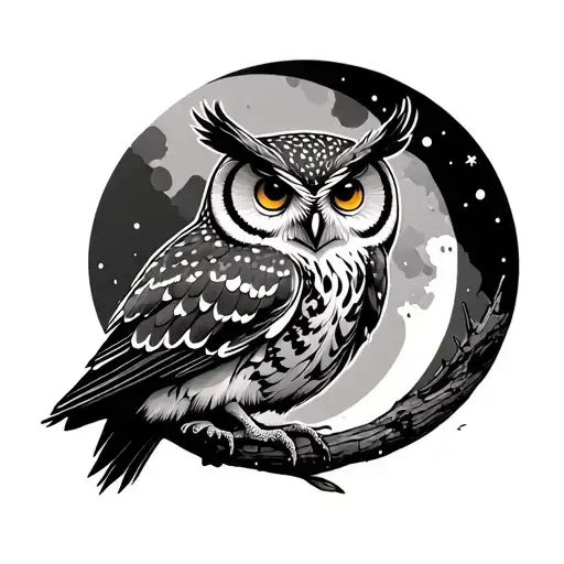 Owl With Dark Background Forest And The Luna With Ifa Board Contour