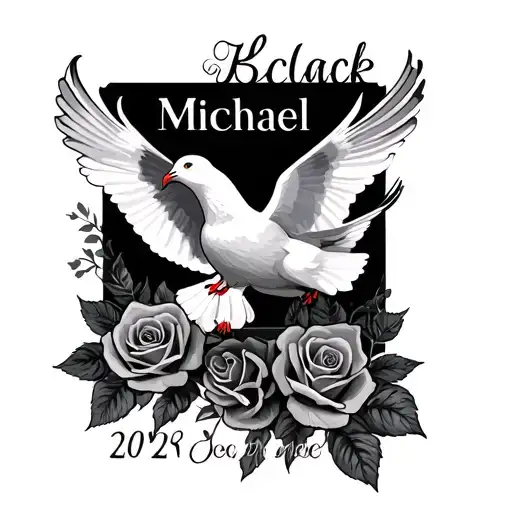 Forearm Memorial With Doves And Roses With Date Of Birth And The Name Michael