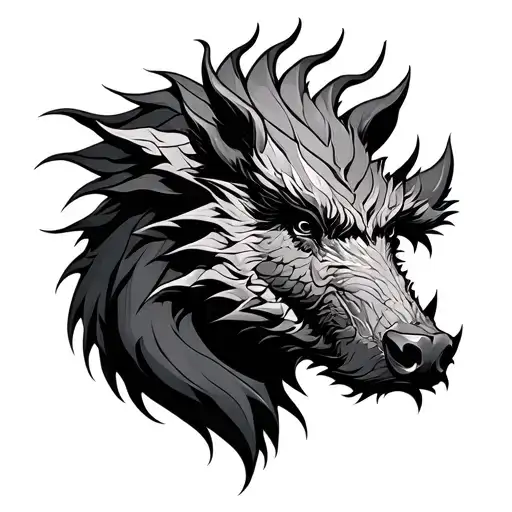 Norse Boar And Dragon