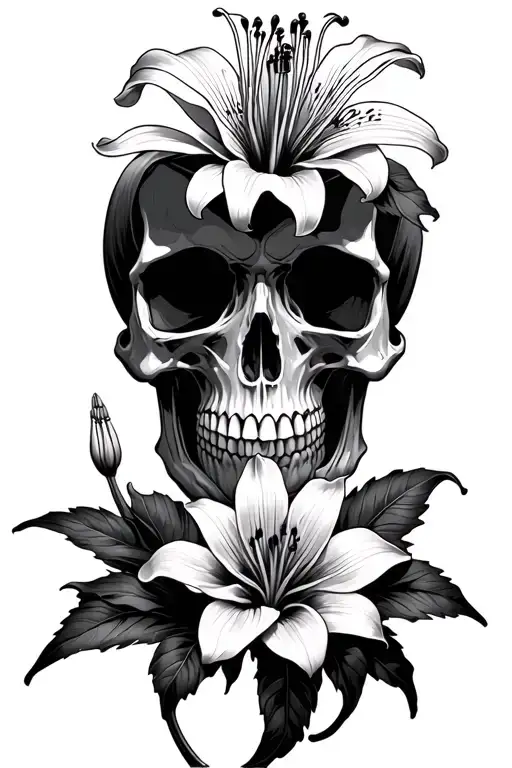 Skull And Spider Lily Flower