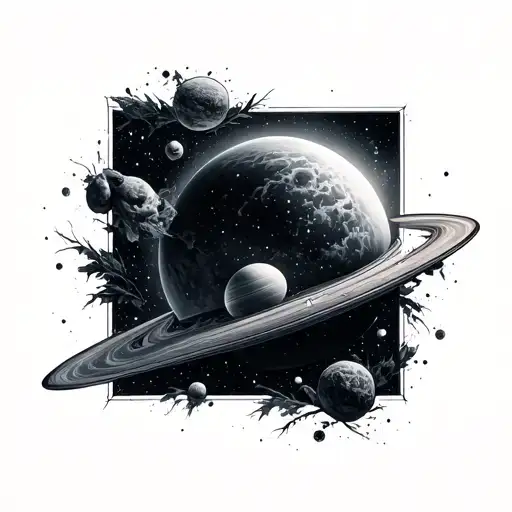 Black And Grey Space Into Fossil Embedded