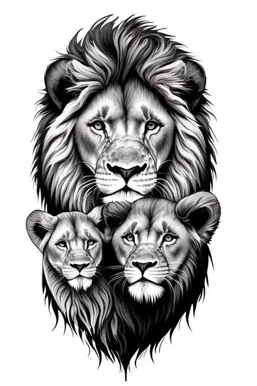 Lion Family Tattoo Design