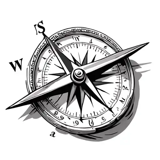 Compass With A Balance And A Clock With Roman Numbers
