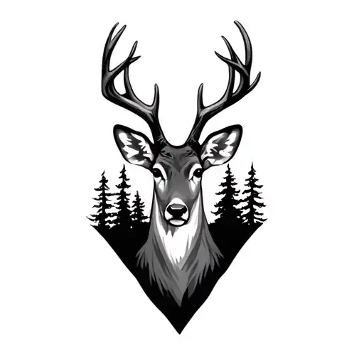 Deer Head With Trees